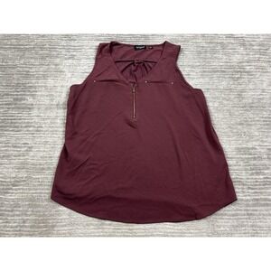 Tempted‎ Top Womens XL Red Sleeveless Polyester Blend Front Zip